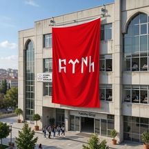 Göktürkçe Türk Yazılı Kırmızı Bayrak 140gr Premium Raşel Kumaş 6x9 Metre Diğer