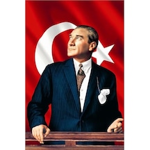 Atatürk Baskılı Türk Bayrağı Atatürk Posteri 70x100 Cm Raşel Kumaş Dijital Baskı