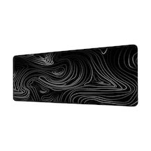 Minimal Siyah Topografik Çizgiler 40x90 Cm Oyuncu Mousepad Kaymaz Taban Büyük Boy Mousepad
