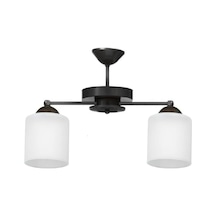 Modavize Lüks Tasarım Modern Salon - Mutfak - Yatak Odası Plofonyer Camlı İkili Avize Siyah 15 X 35.50 Diğer
