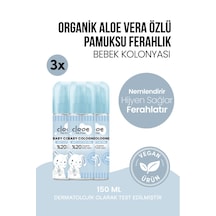 Hassas Ciltlere Özel Organik Aloe Vera Özlü Taze Pamuk Kokulu Soft Cotton Feel Bebek Kolonyası 3'lü Aile Paketi