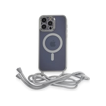 Newface - 392 - iPhone Uyumlu 12 Pro Kılıf Divo Lazer Askılı Magsafe Kapak - Lvsqvr - - Gümüş