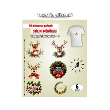 Ütü İle Yapışan Kıyafet Etiketi Yılbaşı Serisi -1 6lı Set Karışık