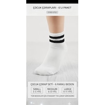 Km Collections 6'lı Çocuk Tenis Çorabı Beyaz