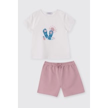 Panço Kız Bebek Şort Tişört 2'li Pembe Alt Üst Takım 2611gb17023