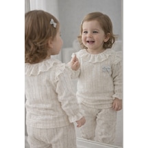 Babyhola Kız Bebek Takım Bayramlık Fiyonk Detaylı Simli Müslin İkili Set 2006 Gümüş