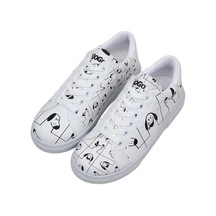 Kadın Vegan Deri Beyaz Sneakers - I Woof You Tasarım Çok Renkli