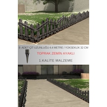 Dekoratif Plastik Bahçe Ve Peyzaj Çiti 8 Adet Çit Y: 32 Cm / G: 4.4 M Toprak Ayaklı - Antrasit Gri