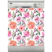 Bulaşık Makinesi Sticker Kaplama Beyaz Eşya Kaplama Çiçek Desen 1