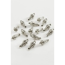 Çizgili - 671 - Tesbih Püskül Ara Aparatı 50 Gram - Nazblsmm - Gümüş Rengi