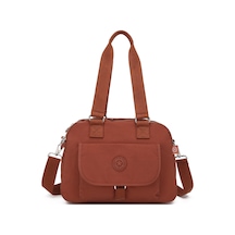 Smart Bags Orta Boy Çok Cepli Su Geçirmez Hafif Krınkıl Kumaş Kadın Omuz Çantası Kiremit
