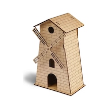 3D Ahşap Yel Değirmeni Maketi Boyanabilir Ahşap Maket