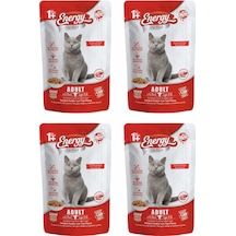Energy Sığır Etli Yetişkin Yaş Pouch Kedi Maması 4 x 85 G