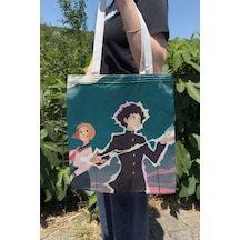 Zipzap Mob Psycho 100 V5 Yazlık Kışlık Çift Taraflı Kanvas Baskı Bez Çanta Anime Çantası