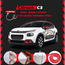 Citroen C3 Oto Araç Kapı Koruma Fitili 5metre Parlak Kırmızı Renk