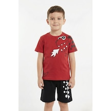 Dinozor Baskı Erkek Çocuk Takım-90562 Bordo