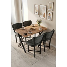 Reyo Falez Elma 110x70 Cm Masa Takımı 4 Sandalyeli Modern Mutfak Balkon Kafe Yemek Masası Seti Atlantik Çam - Antrasit 9885