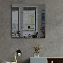 Ayna | Füme Ayna | Tasarım Kanallı - Kare Ayna | 60Cm X 60Cm Füme