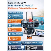 X5tech Rx-66w Wifi 3 Lensli 12 Volt 2a Kablosuz Güvenlik Kamerası