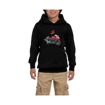 Zepplin Giyim Suzuki Hayabusa GSX-R 1300 Siyah Çocuk Kapşonlu Sweatshirt Siyah