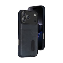 Apple iPhone Uyumlu 17 Pro Sara Kartvizitli Deri Kılıf - Siyah Bzsxx00 1