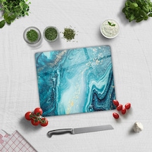 Cam Kesme Tablası - Cam Kesme Tahtası Turkuaz Desen 29cm X 34