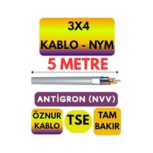 Öznur 3x4 Nym Antigron Kablo, 5 Metre, Gri