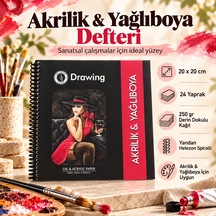 Profesyonel Akrilik Ve Yağlı Boya Çizim Defteri 20x20 Cm 250 Gr 24 Yaprak