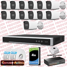 Provzen Hikvision 13 Kameralı 6mp Ip Colorvu 3.0 Güvenlik Sistemi Aı İnsan Araç Algılama Çift Yönlü Ses Ve Işıklı Alarm