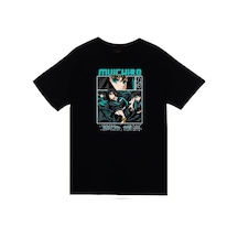 Demon Slayer Muichiro Tokito - Anime Baskılı Unisex %100 Pamuk Siyah T-shirt SIYAH