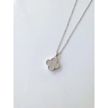 Çelik Silver Taşlı Kadın Kolye Sevgiliye Hediye 40 - 45 CM Gümüş