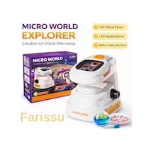 Çocuklar İçin Dijital Mikroskop 1000x Hd Ekranlı, Led Işıklı, Type-c Şarjlı Eğitim Seti