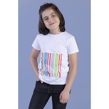 Toontoy Kids Toontoy Erkek Çocuk Baskılı Bisiklet Yaka Kısa Kollu Tişört - Tk12927 Beyaz