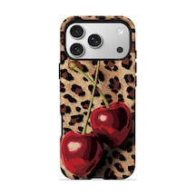 Velvoria Valestra Leopar Kiraz Apple iPhone Uyumlu 17 Pro Darbe Korumalı Kılıf Valestra Select - Leopar Kiraz
