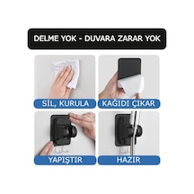 4'lü Duş Seti, Siyah 6 Fonksiyonlu Filtreli Duş Başlığı, Beyaz-krom, 3 Yedek Filtre, 150 Cm Hortum, Yapışkanlı Askı Siyah Set