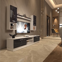 Decoraktiv Eko 5dab Mdf Dvd Tv Ünitesi Tv Sehpası Beyaz - Siyah Mermer
