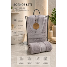 Özdilek Elagance Wave Bornoz + Baş Havlusu L Beden Gri
