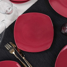 Carmen Kırmızı Köşem Pasta Tabağı 22 Cm 6 Adet Çok Renkli