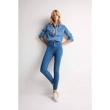 DeFacto -  Jegging Yüksek Bel Bilek Boy Dar Paça Basıc Jean Pantolon B7498AX24SP Mavi
