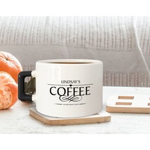 Bk Gift Kişiye Özel İsimli Tarihli Siyah Kulplu Çay & Kahve Fincanı-2, Arkadaşa Hediye, Sevgiliye Hediye