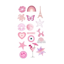 Pembe Temalı Telefon Ve Bilgisayar Yüzeylerine Uygun Sticker Seti 30x16cm