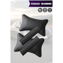 Nissan Bluebird Uyumlu Siyah Deri Kemer Koruyucu Deri Yastık Lüks Set