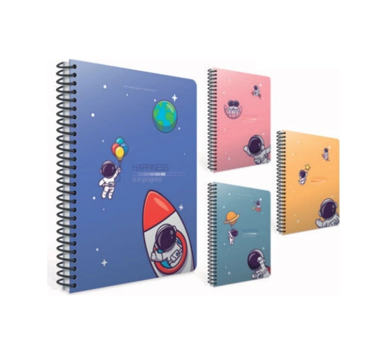 Happiness Spiralli Karton Kapak Defter A4 80 Yaprak Kareli 4 Adet