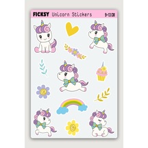Sevimli Kawaii Unicorn Tek Boynuzlu At Sticker Seti - 13 Adet Etiket Çıkartma Diğer