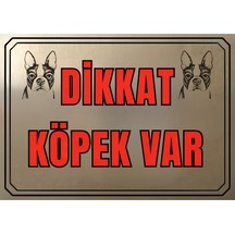 Dikkat Köpek Var Metal Uyarı Levhası 20x30 Cm Siyah Çerçeveli I Bahçe Kapı Uyarı Levhası