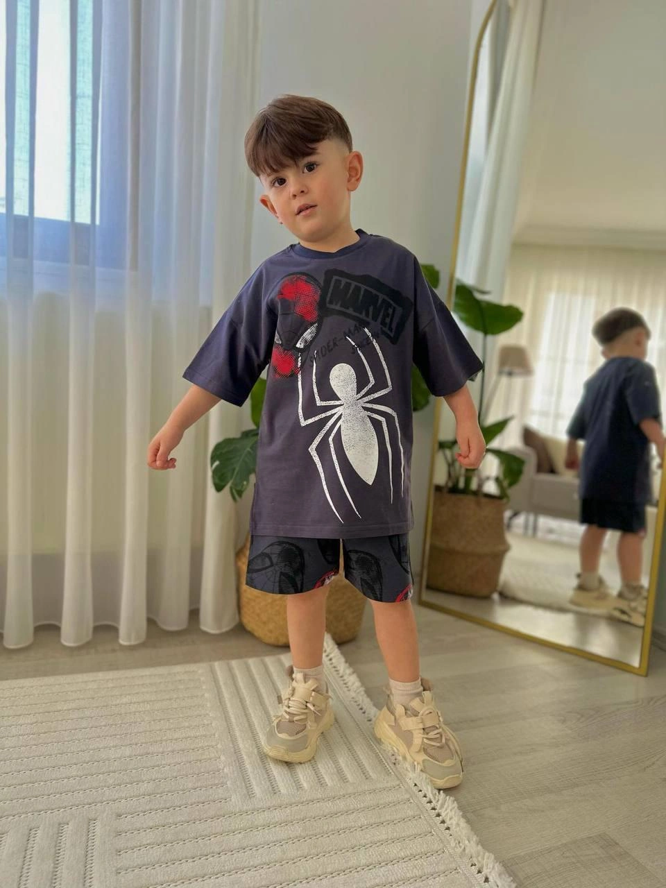 Cg Kids Spiderman Örümcek Adam Erkek Çocuk Şortlu Alt Üst Takım Antrasit