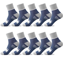 Lacivert 5/10 Pairs Erkek Orta Buzağı Spor Çorap Çizgili Nefes Pamuk Çorap Rahat Çorap Lot 10 Pairs