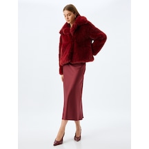 Koton Standart Bel Slim Fit A Kesim Midi Boy Saten Etek Bordo 5wak70102pw Bordo
