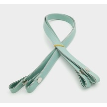 Çanta Aksesuar Çift Kat Dikişli Suni Deri Mint Yeşili Çıtçıtlı Çanta Sapı 70 Cm Gümüş Metalli Diğer