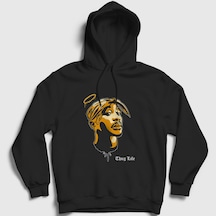 Presmono Unisex Angel Tupac Shakur Kapüşonlu Sweatshirt Siyah